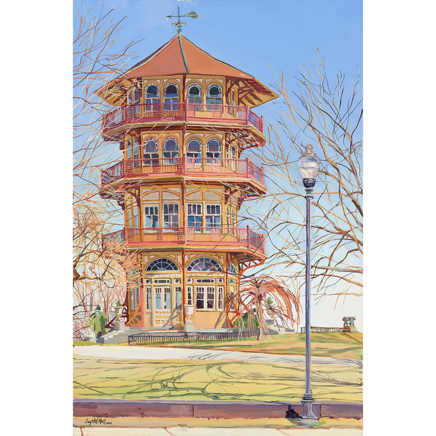 "Pagoda": Baltimore's Patterson Park Observatory. Fine Art Print of an Original Painting by Crystal Moll