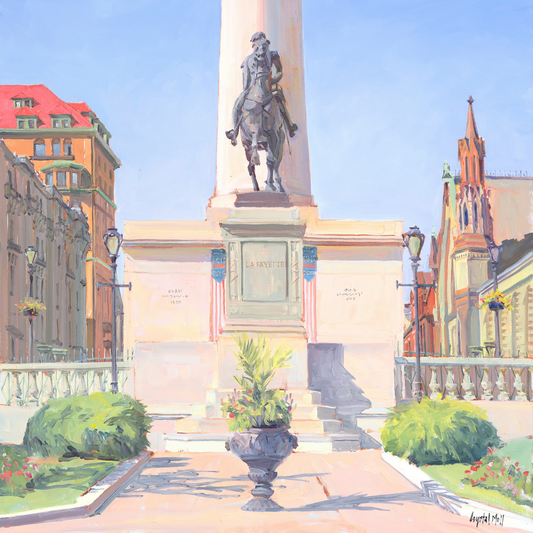 "Marquis de Lafayette Rides in Mt. Vernon": FINE ART PRINT of an original painting by Crystal Moll