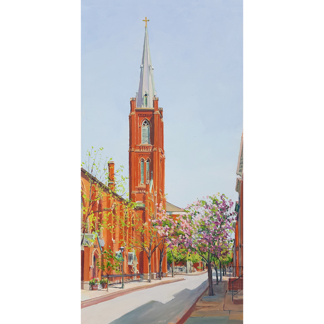 "Spire on West Street": FINE ART PRINT of an original painting by Crystal Moll