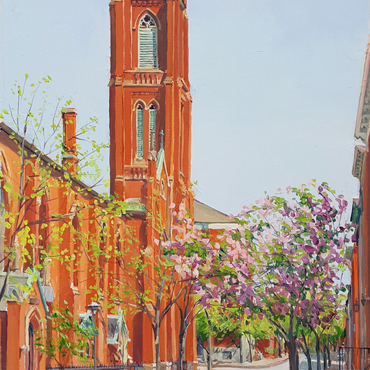 "Spire on West Street": FINE ART PRINT of an original painting by Crystal Moll