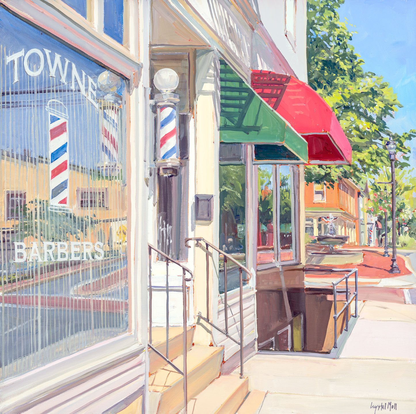 "Towne Barbers": FINE ART PRINT of an original painting by Crystal Moll