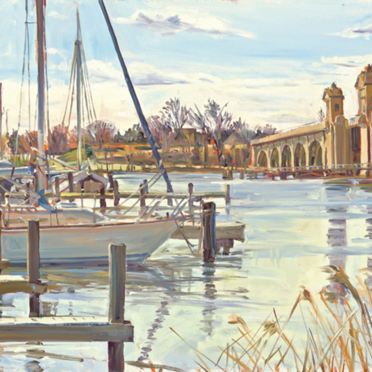 "Winterized" Baltimore's Hanover Street Bridge. Fine Art Print of an Original Painting by Crystal Moll